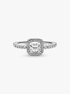 Pandora Square Sparkle Halo Ring